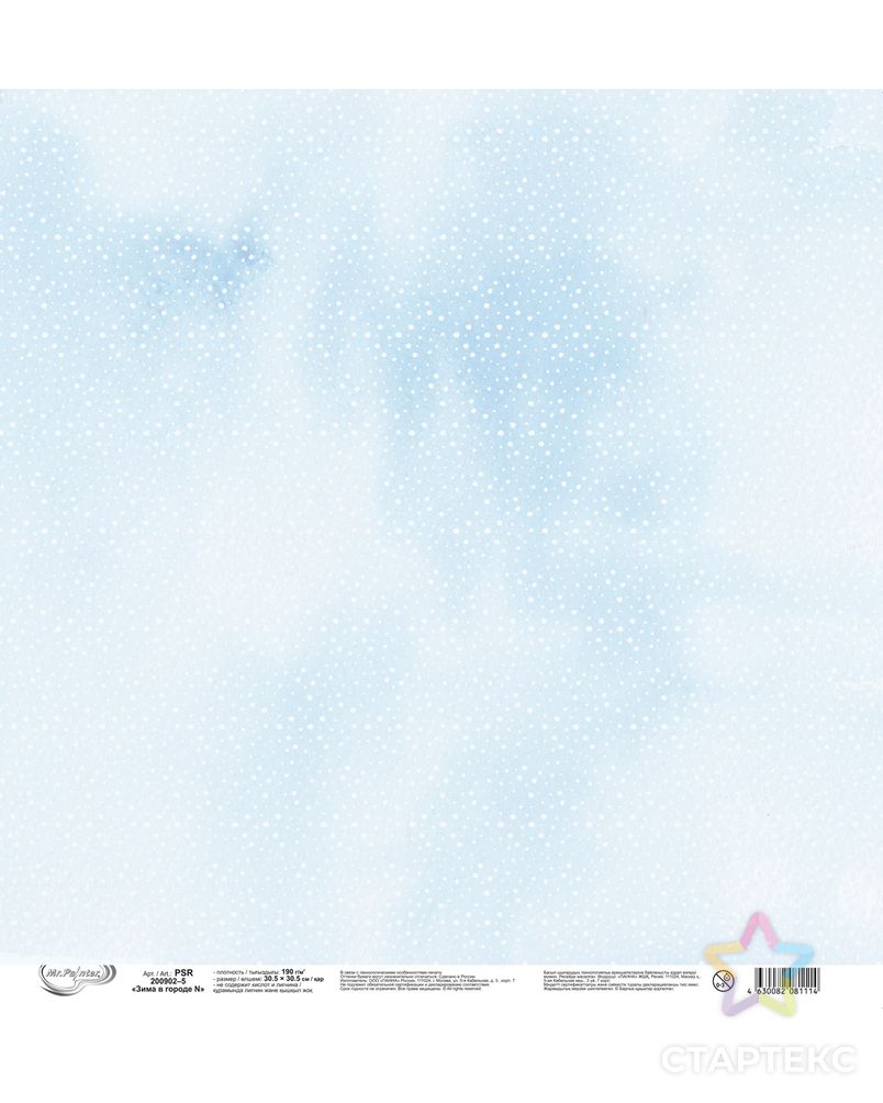 Бумага для скрапбукинга "Mr.Painter" PSR 200902 "Зима в городе N" 190 г/кв.м 30.5 x 30.5 см 10 шт. арт. ГММ-100259-5-ГММ073530093754 2