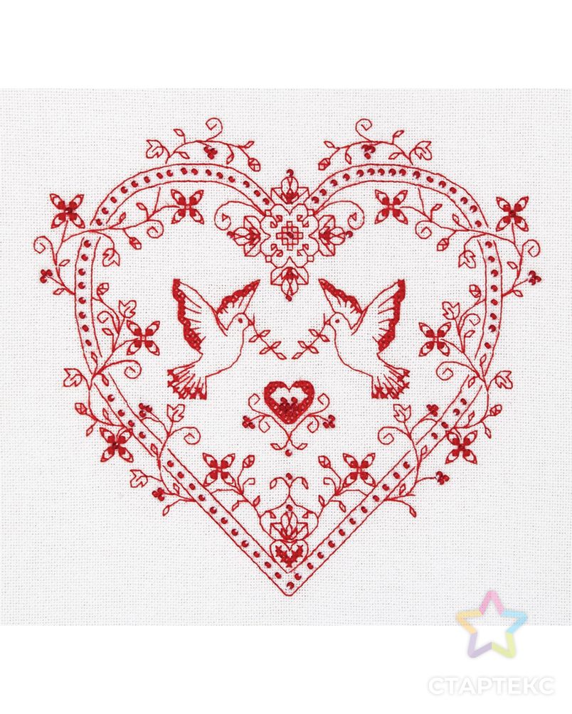 Набор для вышивания "PANNA" SO-1403 ( СО-1403 ) "Сердце с голубями" арт. ГММ-101553-1-ГММ013355103012 1