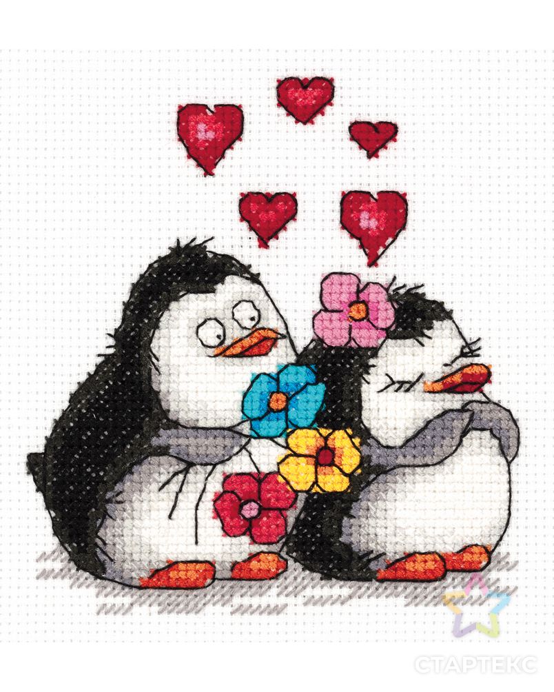 "Klart" набор для вышивания 8-287 "Влюбленные пингвины" арт. ГММ-103742-1-ГММ056800119322 2