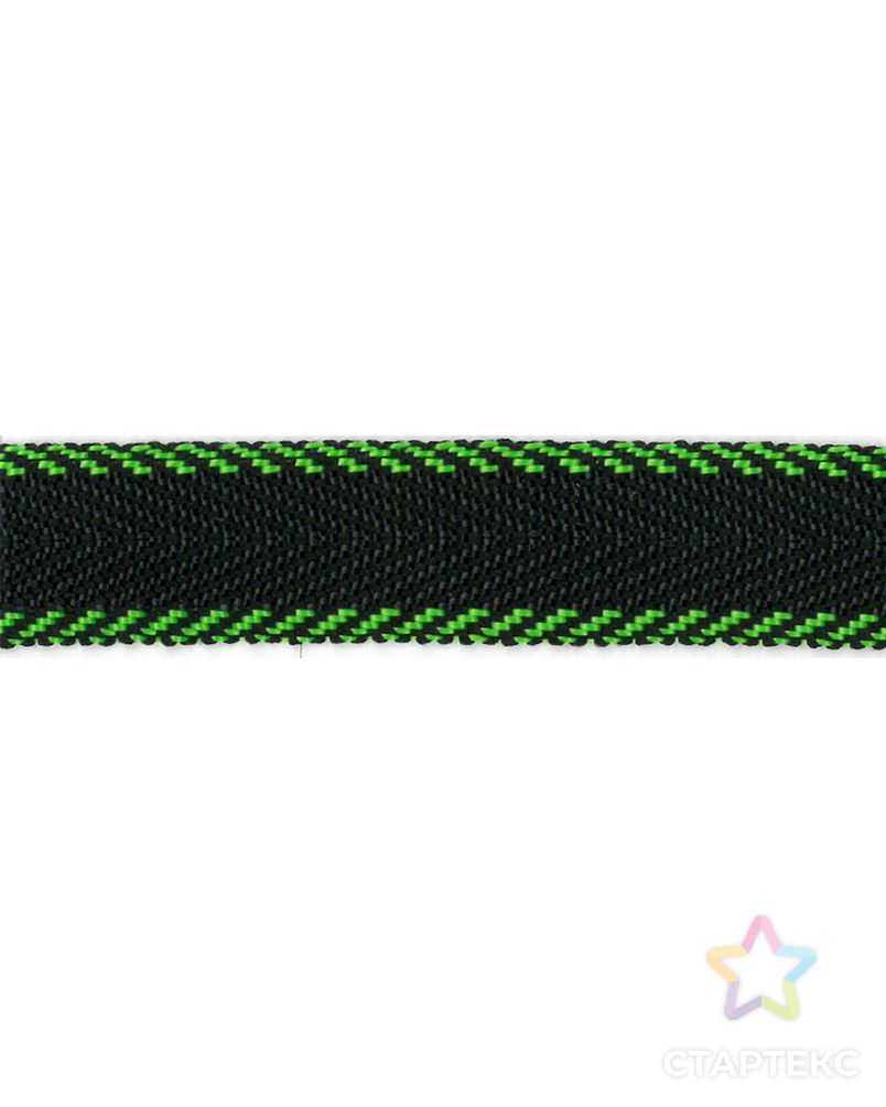 Тесьма ременная (стропа) PEGA ш.2см (черная с зелеными краями) 25м арт. ГЕЛ-8850-1-ГЕЛ0111711