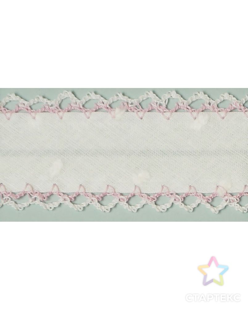 Косая бейка с кружевными краями ш.3см (белый с розовым) арт. ГЕЛ-12318-1-ГЕЛ0112365 1