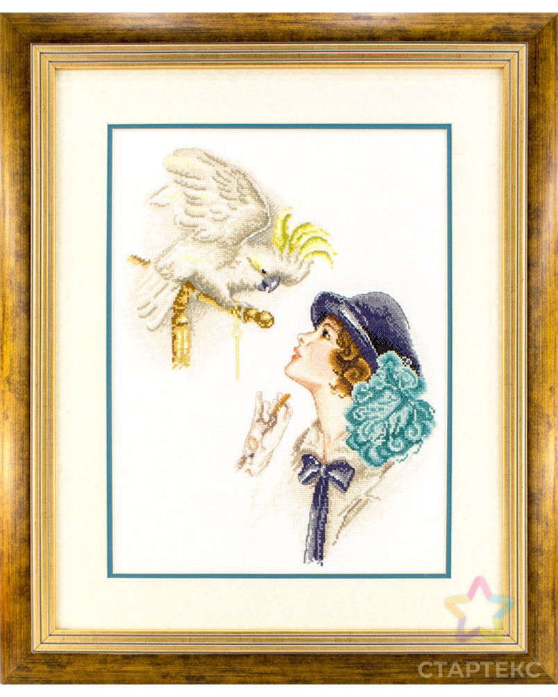 Вышитая картина "Дама с попугаем" арт. ГЕЛ-2210-1-ГЕЛ0134897