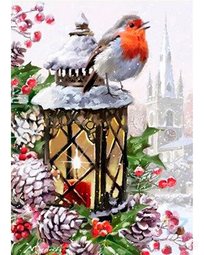 Картина стразами "Снегирь на фонаре" арт. ГЕЛ-12538-1-ГЕЛ0161455
