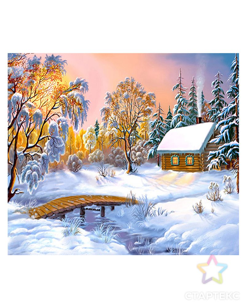 Картина стразами "Зимний домик у реки" арт. ГЕЛ-13706-1-ГЕЛ0161515
