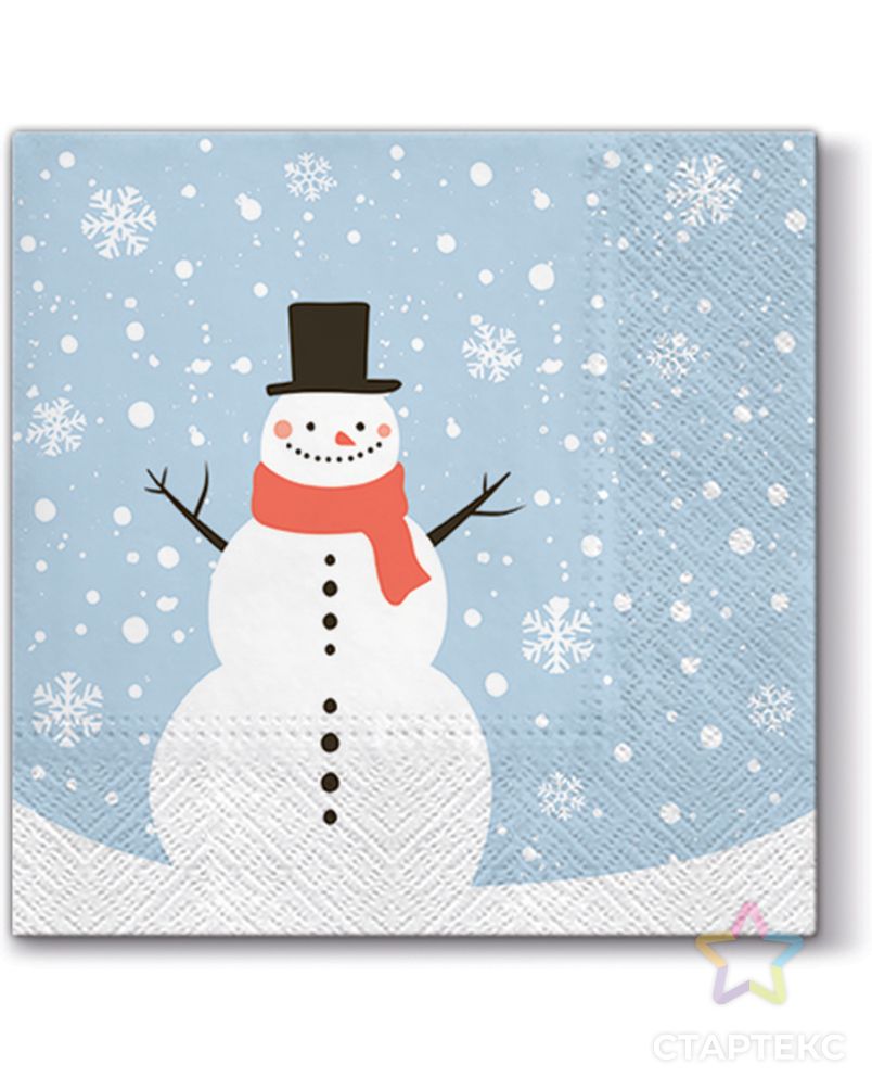 Салфетки трехслойные для декупажа, коллекция "Lunch" TETЕ a TETE "Счастливый снеговик" арт. ГЕЛ-12323-1-ГЕЛ0162804