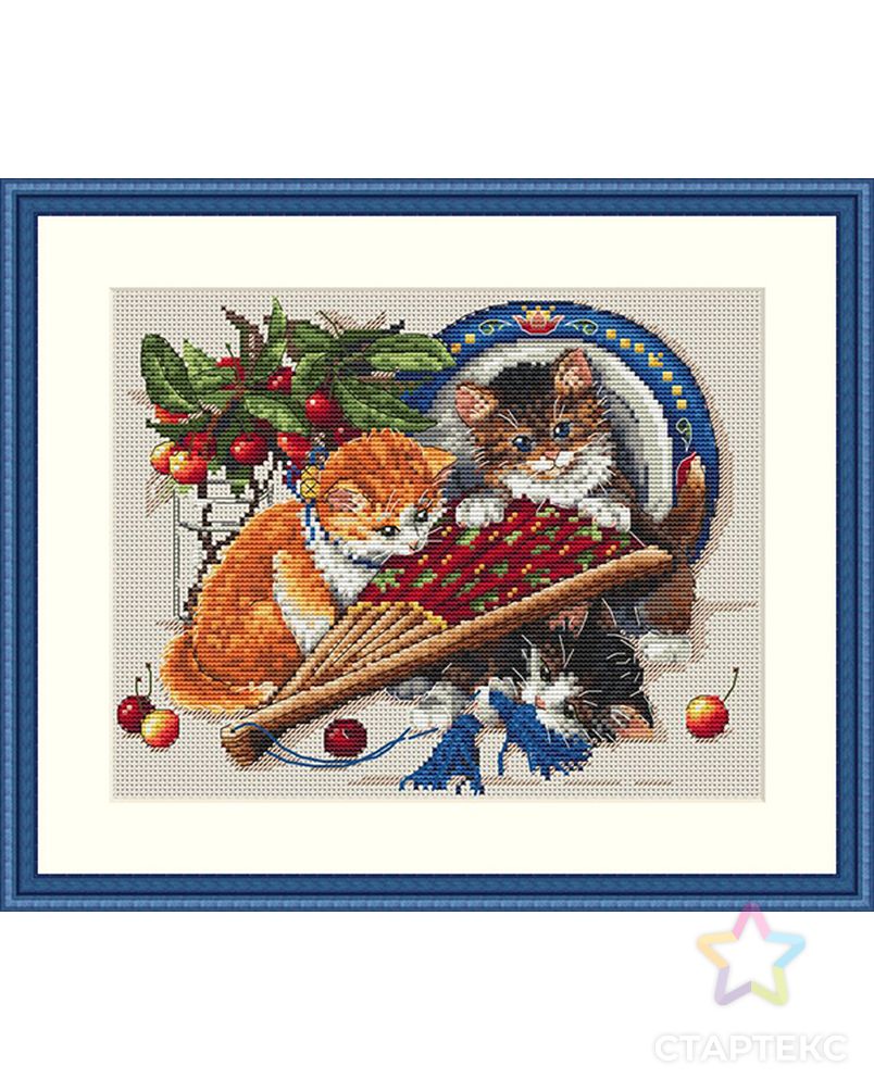 Набор для вышивания "Котята и вишни" Лен арт. ГЕЛ-5415-1-ГЕЛ0165577