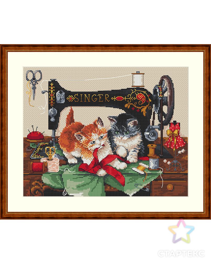 Набор для вышивания "Котята и Singer" арт. ГЕЛ-14075-1-ГЕЛ0165579 1