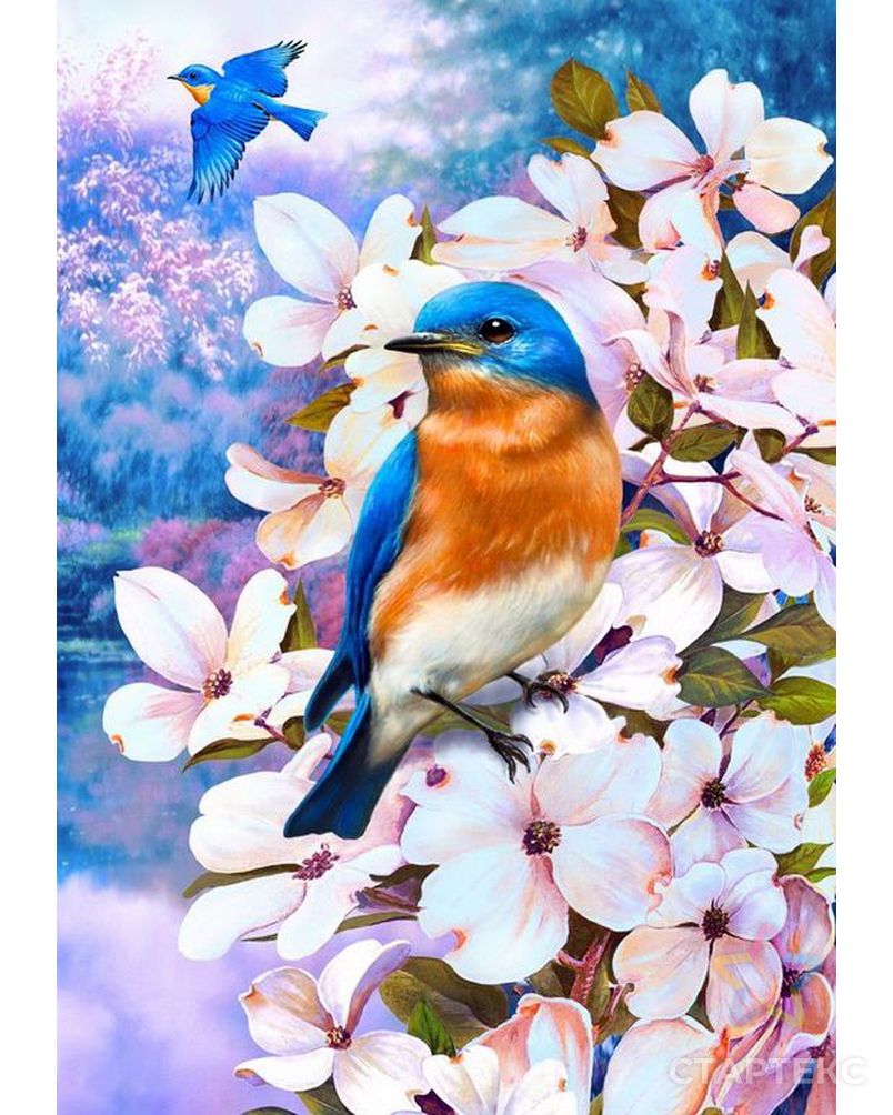 Картина стразами "Птичка на цветущей ветке" арт. ГЕЛ-5951-1-ГЕЛ0168860 1