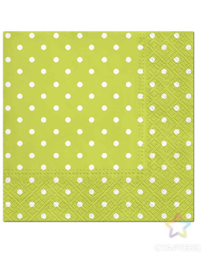 Салфетки трехслойные для декупажа, коллекция "Lunch" PAW Decor Collection "Точки белые (зеленые)" арт. ГЕЛ-26037-1-ГЕЛ0172111 1