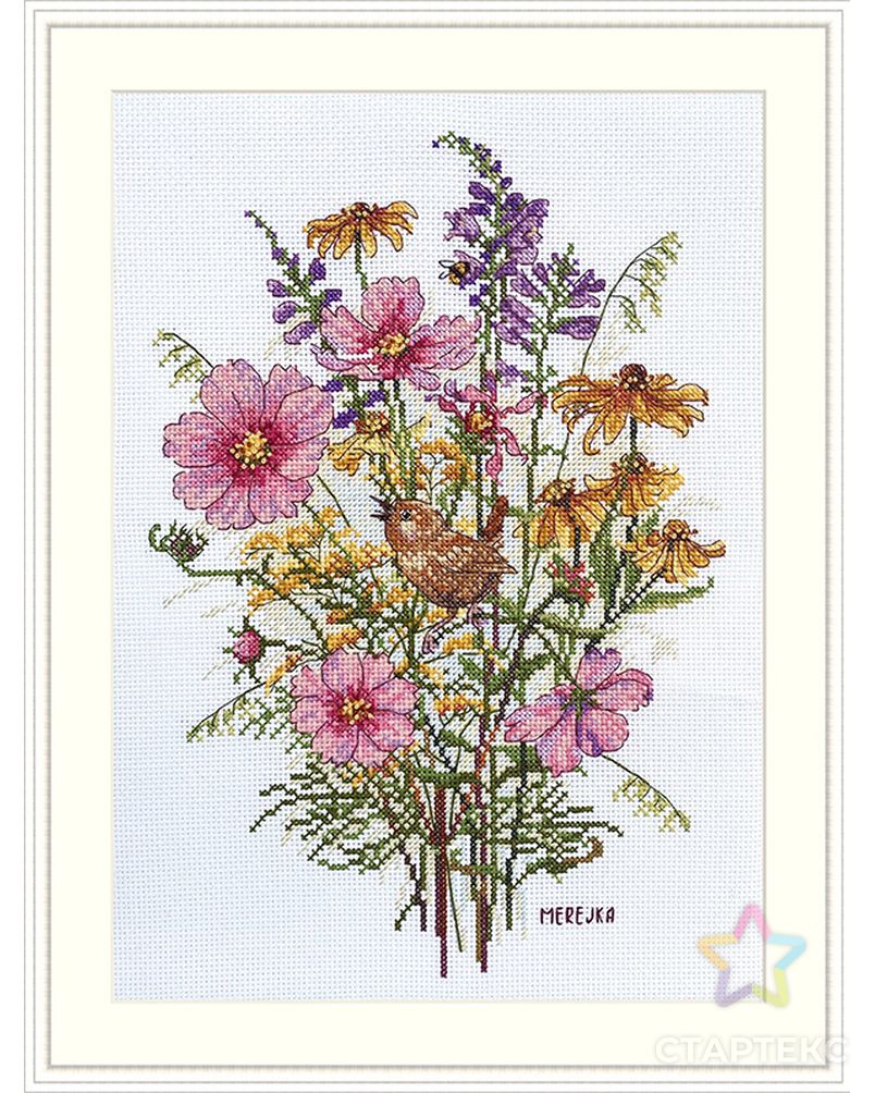 Набор для вышивания "Сентябрьские цветы и Крапивник" арт. ГЕЛ-29036-1-ГЕЛ0177214 1