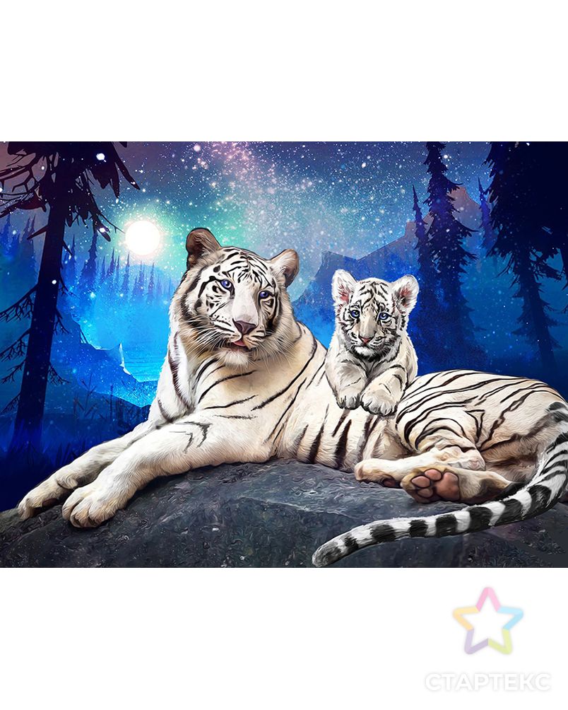 Картина стразами "Тигры в ночи" арт. ГЕЛ-29562-1-ГЕЛ0178143 1