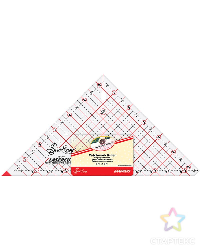 Линейка-треугольник с углом 90*, градация в дюймах, 6 1/2" X 6 7/8" арт. ГЕЛ-31191-1-ГЕЛ0178161 1