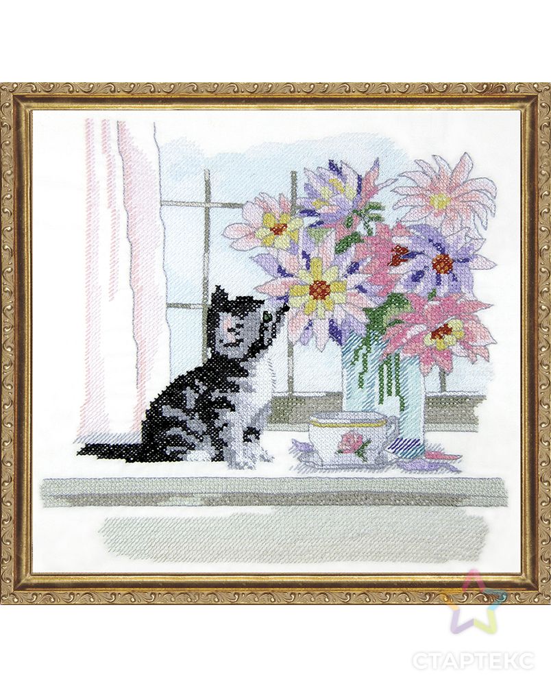 Набор для вышивания "Котенок с вазой" арт. ГЕЛ-30691-1-ГЕЛ0180462 1