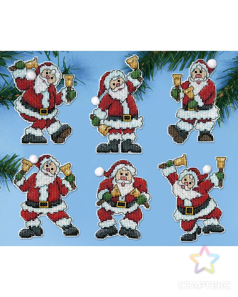 Набор для вышивания елочных украшений "Санта с колокольчиками" арт. ГЕЛ-31735-1-ГЕЛ0184411 1