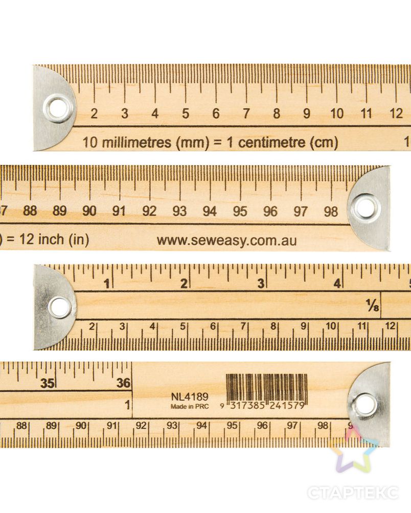 Метр деревянный бытовой с градацией в сантиметрах и дюймах арт. ГЕЛ-19768-1-ГЕЛ0037552 1