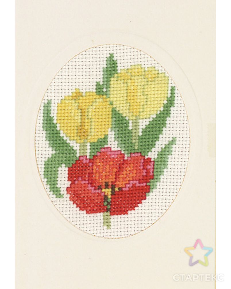 Набор для вышивания открытки "Тюльпаны" арт. ГЕЛ-481-1-ГЕЛ0057348 1
