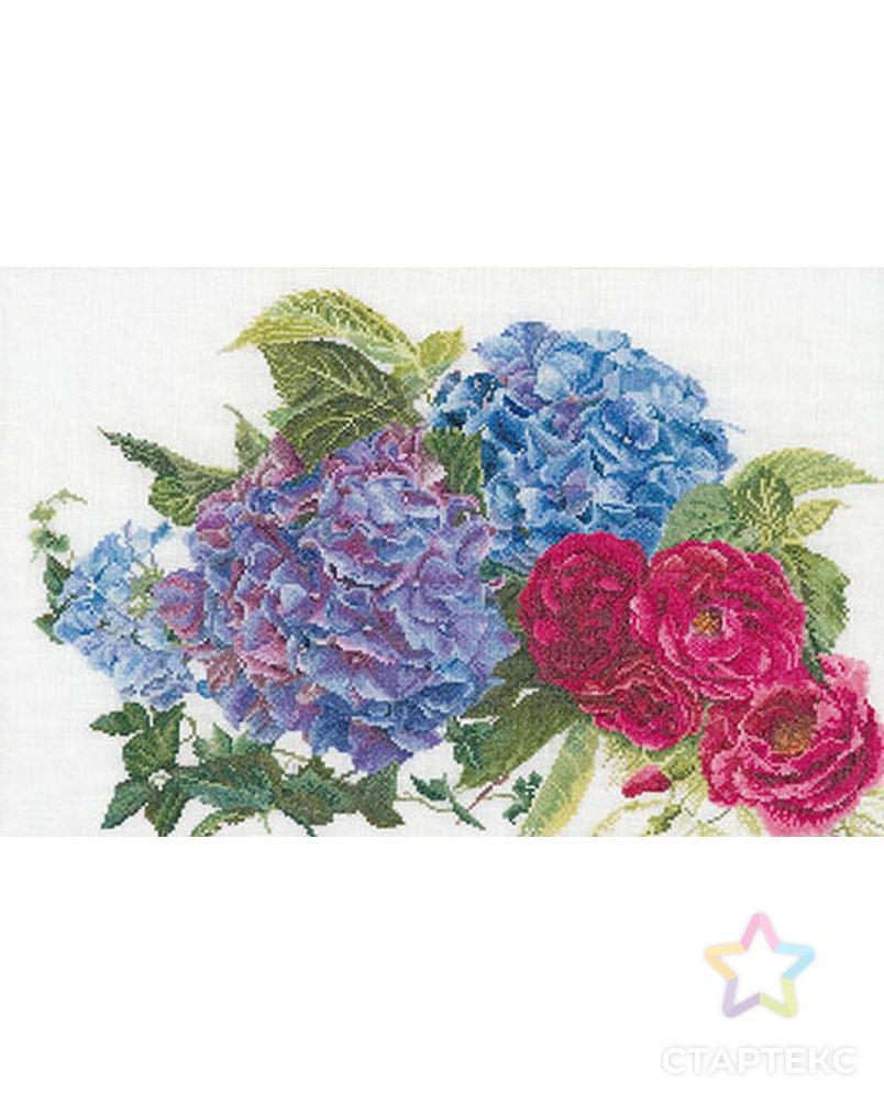Набор для вышивания "Гортензия и роза", канва аида 16 ct арт. ГЕЛ-20974-1-ГЕЛ0062991 1