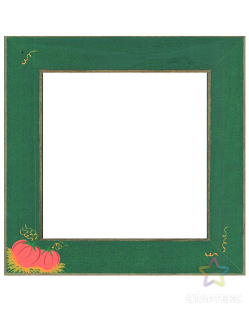 Рамка деревянная "Тыквы" цвет зеленый матовый с ручной росписью арт. ГЕЛ-20020-1-ГЕЛ0070265 1