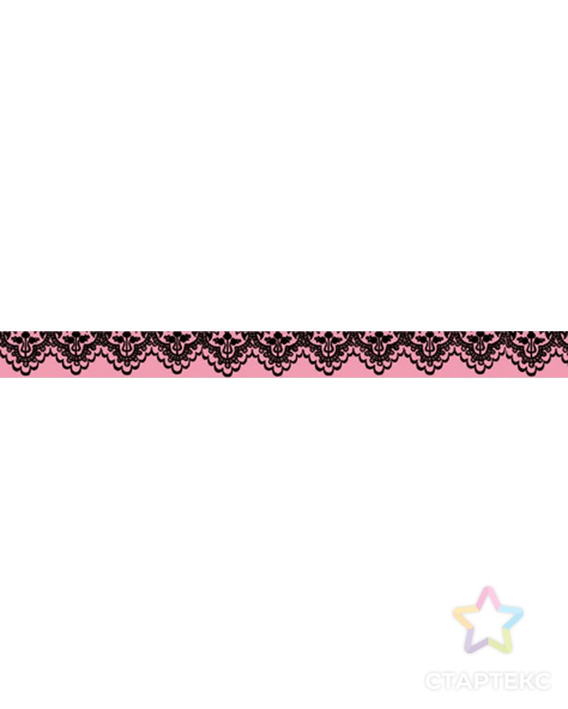 Лента клейкая декоративная "Чёрное кружево на розовом фоне" арт. ГЕЛ-11371-1-ГЕЛ0074664
