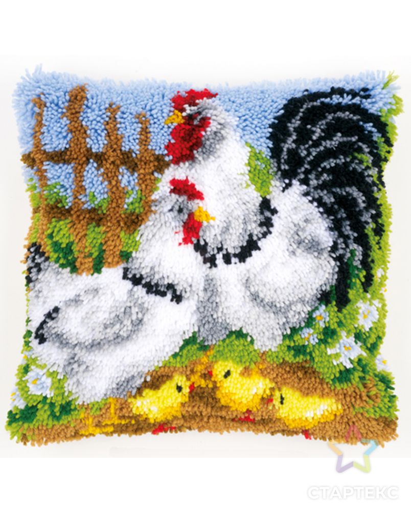 Набор для вышивания подушки "Куриное семейство на ферме" арт. ГЕЛ-10469-1-ГЕЛ0086813