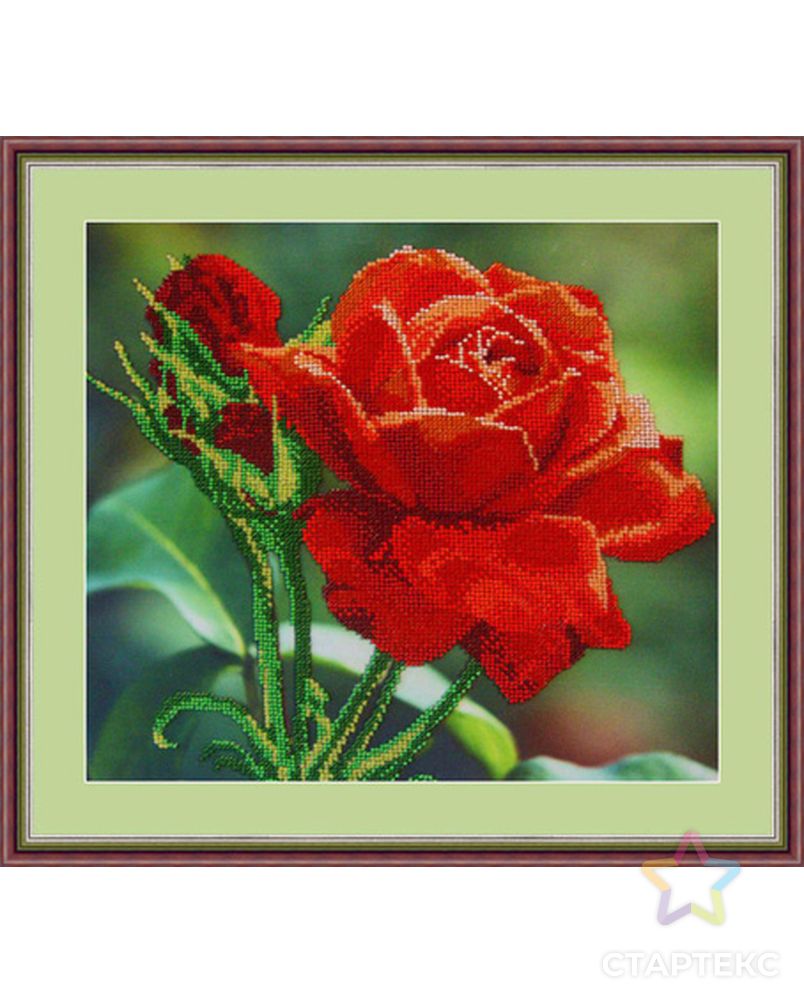 Набор для вышивания бисером "Красная роза" арт. ГЕЛ-1958-1-ГЕЛ0089562 1