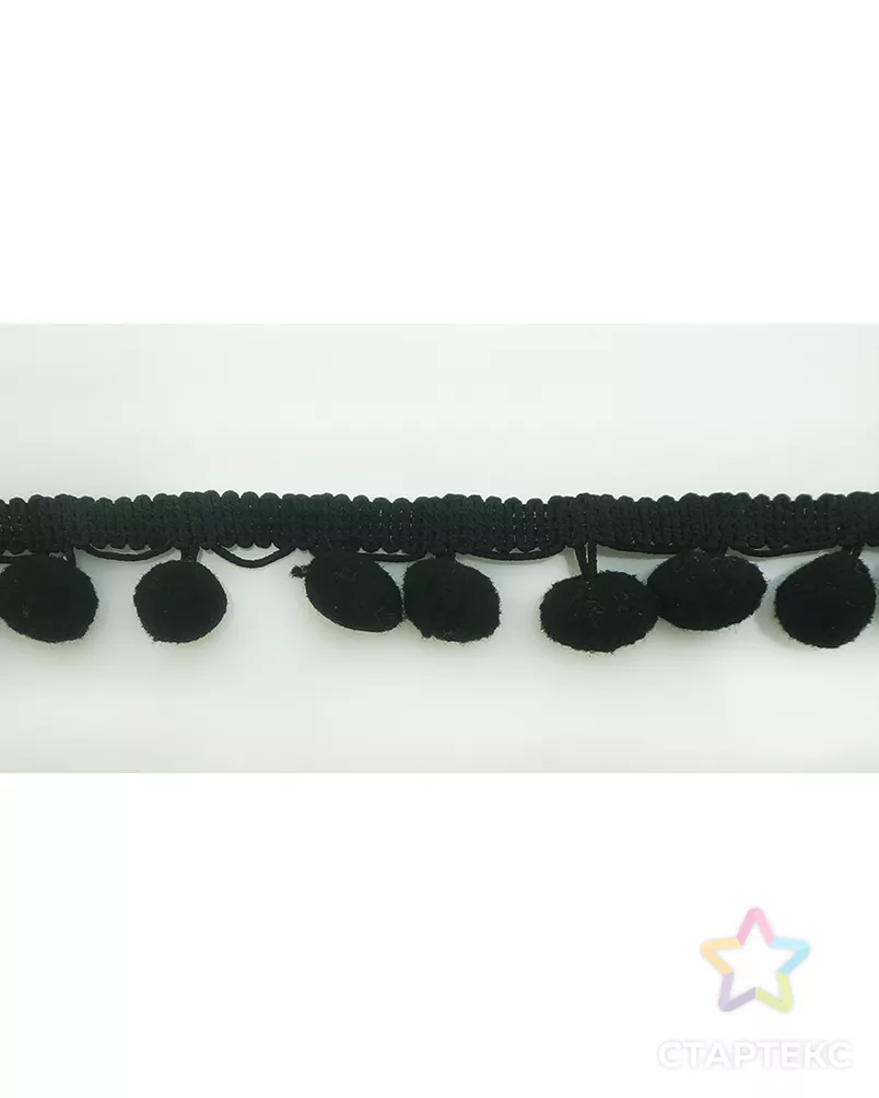 Тесьма с помпонами MATSA д.1,3см 25м (черный) арт. ГЕЛ-13551-1-ГЕЛ0092889 - рис. 1