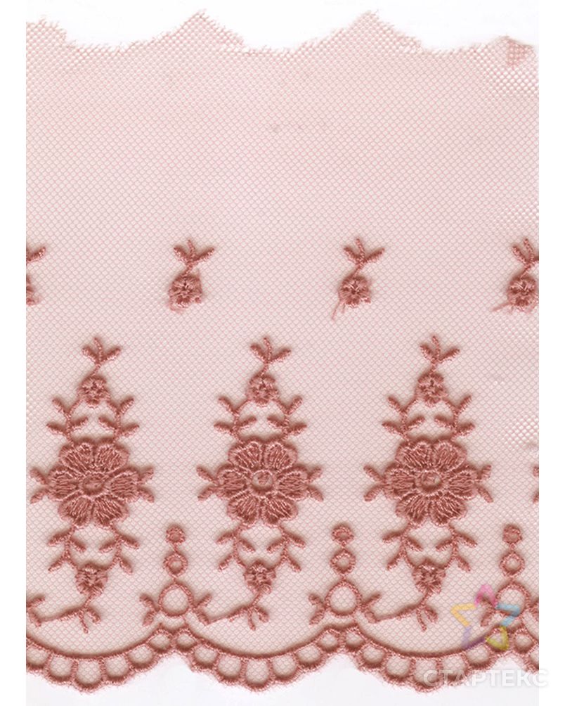 Вышивка на тюле ш.11см (пыльно-розовый) арт. ГЕЛ-1837-1-ГЕЛ0093230