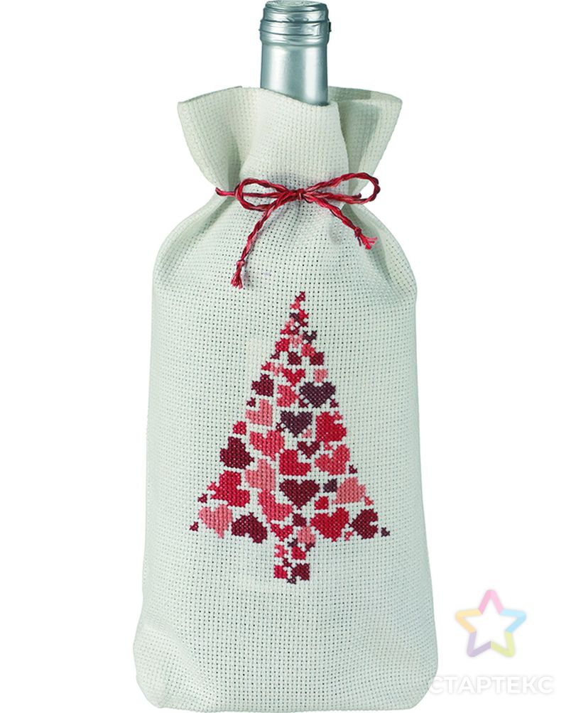 Набор для вышивания мешочка для бутылки "Новогодняя ёлка с сердцами" арт. ГЕЛ-21274-1-ГЕЛ0094755 1
