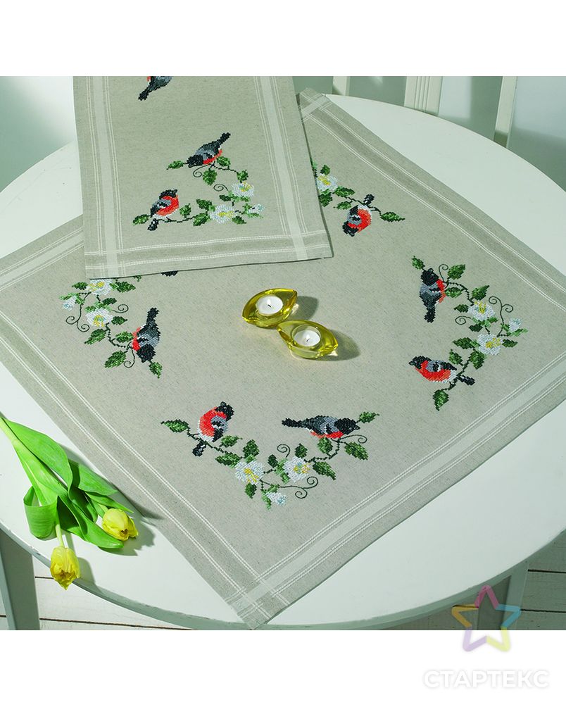 скатерть вышивка гладью на стол своими руками