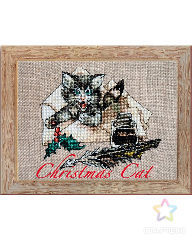 Набор для вышивания "Christmas Cat" (Рождественский кот) арт. ГЕЛ-4080-1-ГЕЛ0114705 1