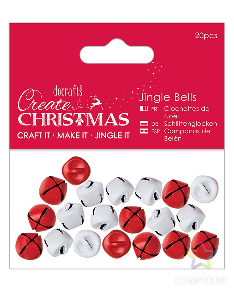 Набор бубенчиков Create Christmas, красные и белые арт. ГЕЛ-4159-1-ГЕЛ0104602 1