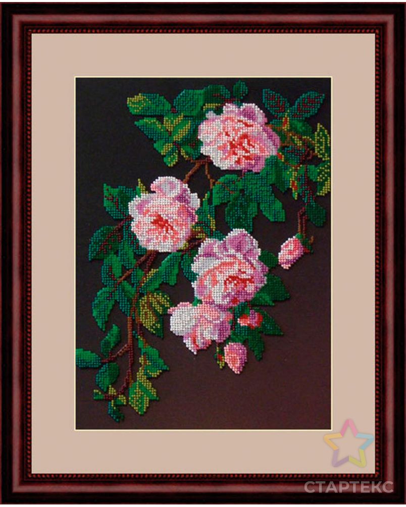 Набор для вышивания бисером «Розовые розы» арт. ГЕЛ-4776-1-ГЕЛ0136719 1