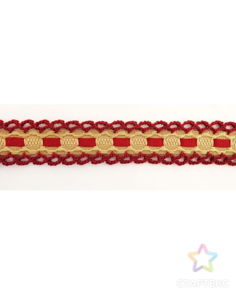 Тесьма декоративная ш.2см, бежевая с красной двойной кружевной отделкой и лентой (30м) арт. ГЕЛ-5744-1-ГЕЛ0114025 1