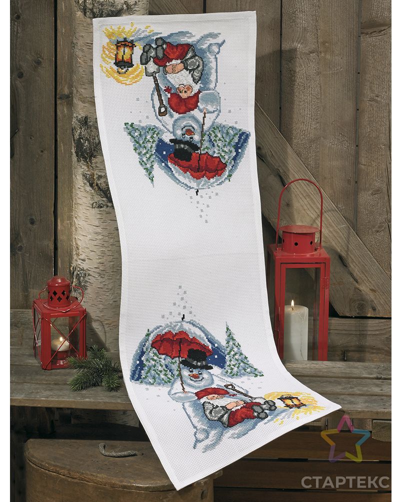 Набор для вышивания дорожки "Снеговик с зонтиком" арт. ГЕЛ-6031-1-ГЕЛ0108829 1