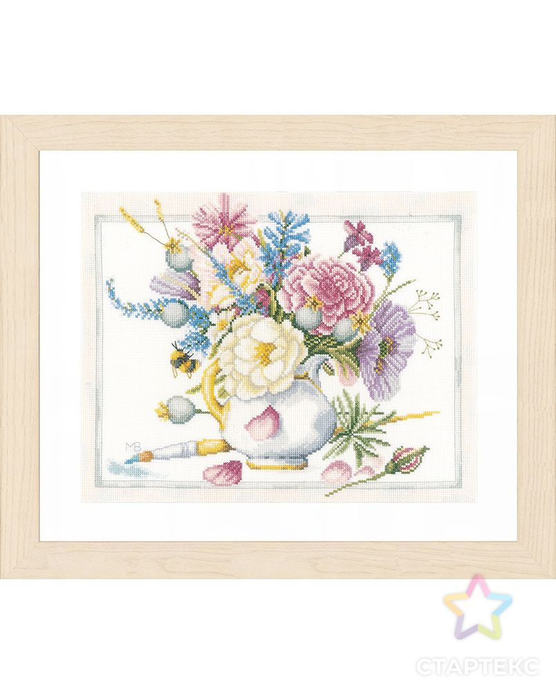 Набор для вышивания "Flowers in white pot" арт. ГЕЛ-6036-1-ГЕЛ0111179 1