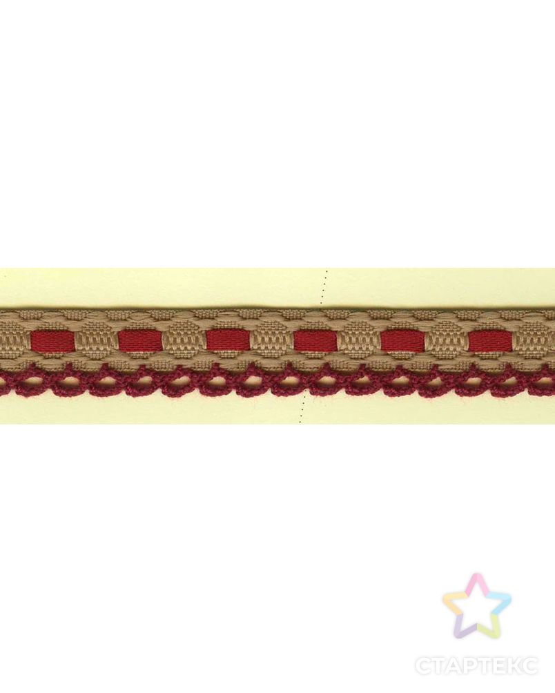 Тесьма декоративная ш.1,6см, бежевая с красной кружевной отделкой и лентой (30м) арт. ГЕЛ-6049-1-ГЕЛ0114024 1