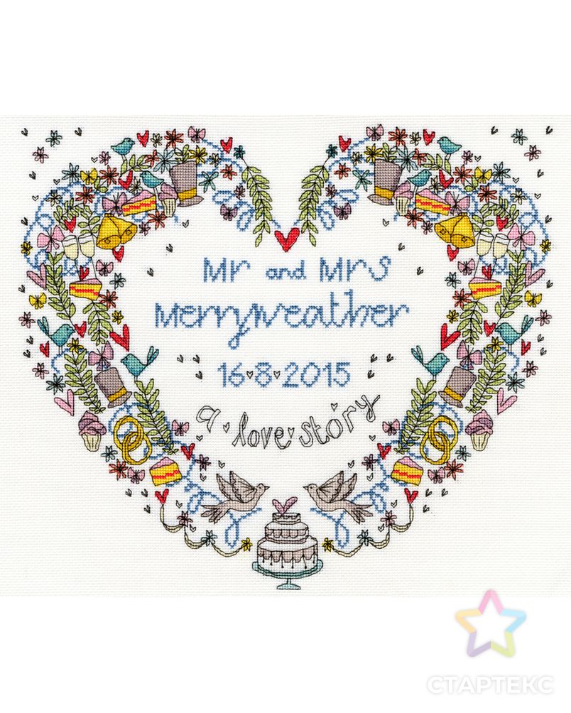 Набор для вышивания "Wedding Heart" (Свадебное сердце) арт. ГЕЛ-6404-1-ГЕЛ0115258 1