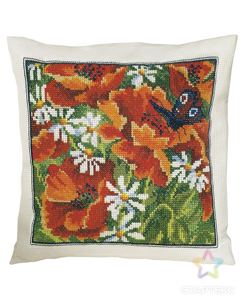 Набор для вышивания подушки "Маки и бабочки" арт. ГЕЛ-8488-1-ГЕЛ0012622 1