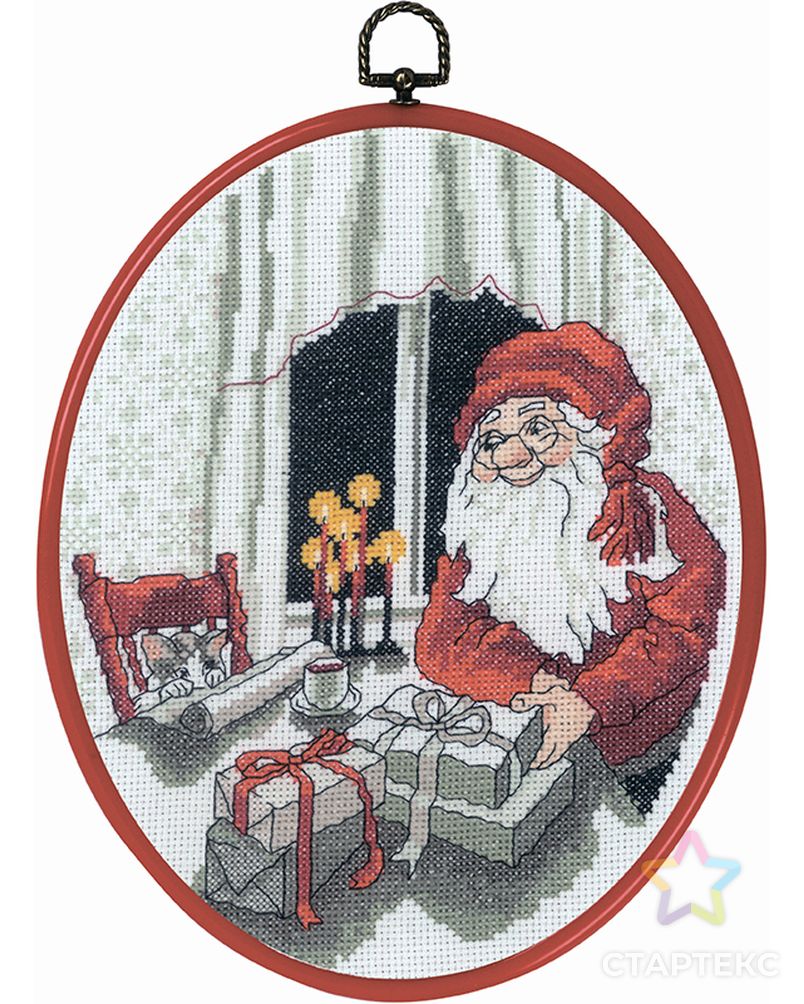 Набор для вышивания "Санта и кот" арт. ГЕЛ-9012-1-ГЕЛ0162630 1