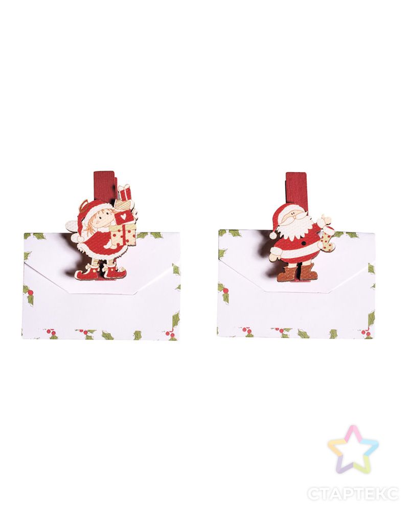 Декоративные прищепки с украшением "Санта Клаус" и конвертом арт. ГЕЛ-14263-1-ГЕЛ0128200 1