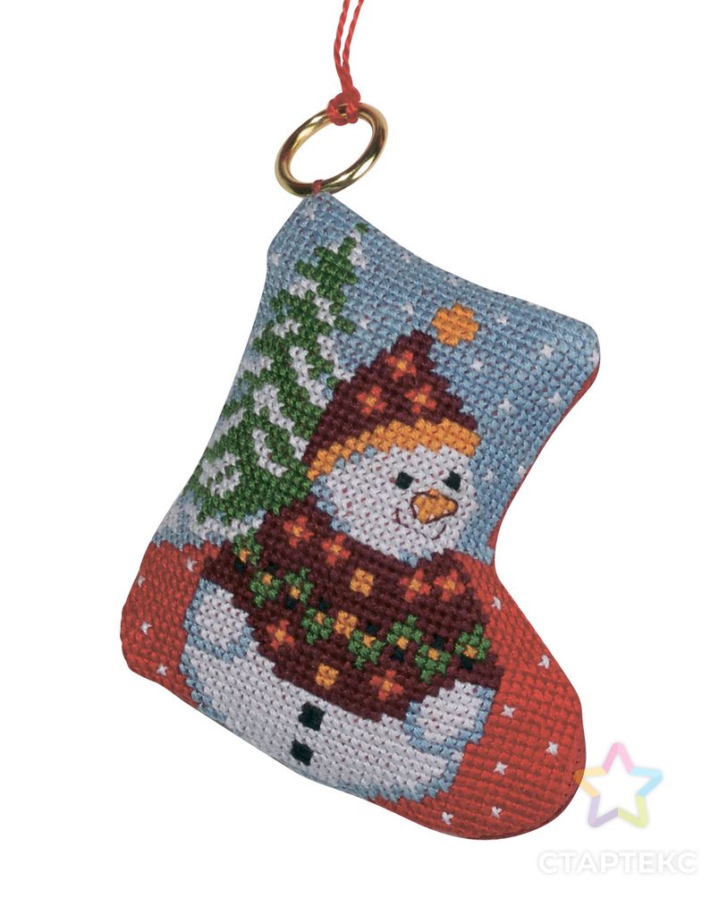 Набор для вышивания ёлочного украшения "Снеговик на елке" арт. ГЕЛ-14889-1-ГЕЛ0125853 1