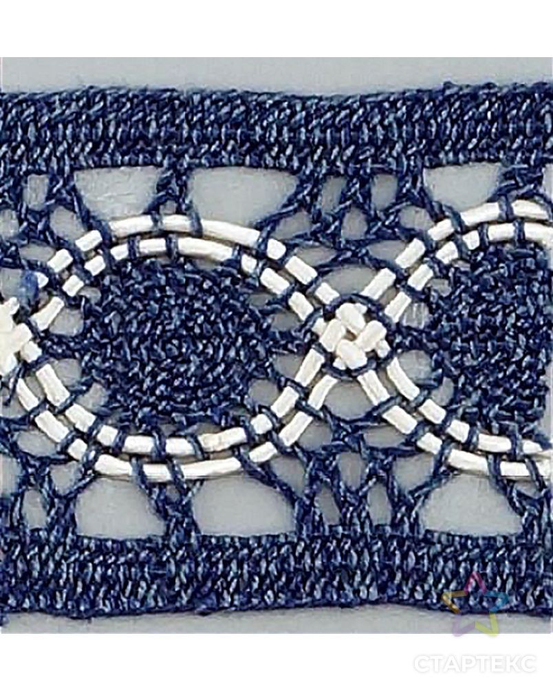 Мерсеризованное х/б кружево ш.4см (джинсовый синий с белым) арт. ГЕЛ-17755-1-ГЕЛ0112119 1