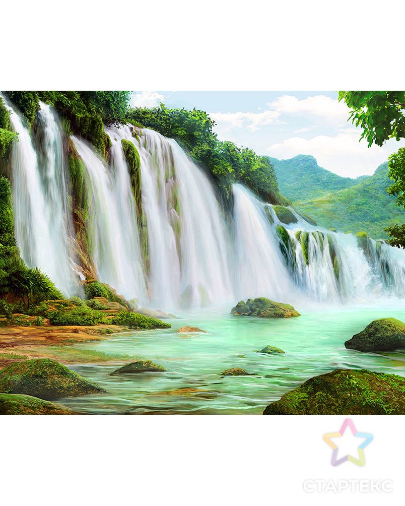 Картина стразами "Горный водопад" арт. ГЕЛ-18395-1-ГЕЛ0161491 1
