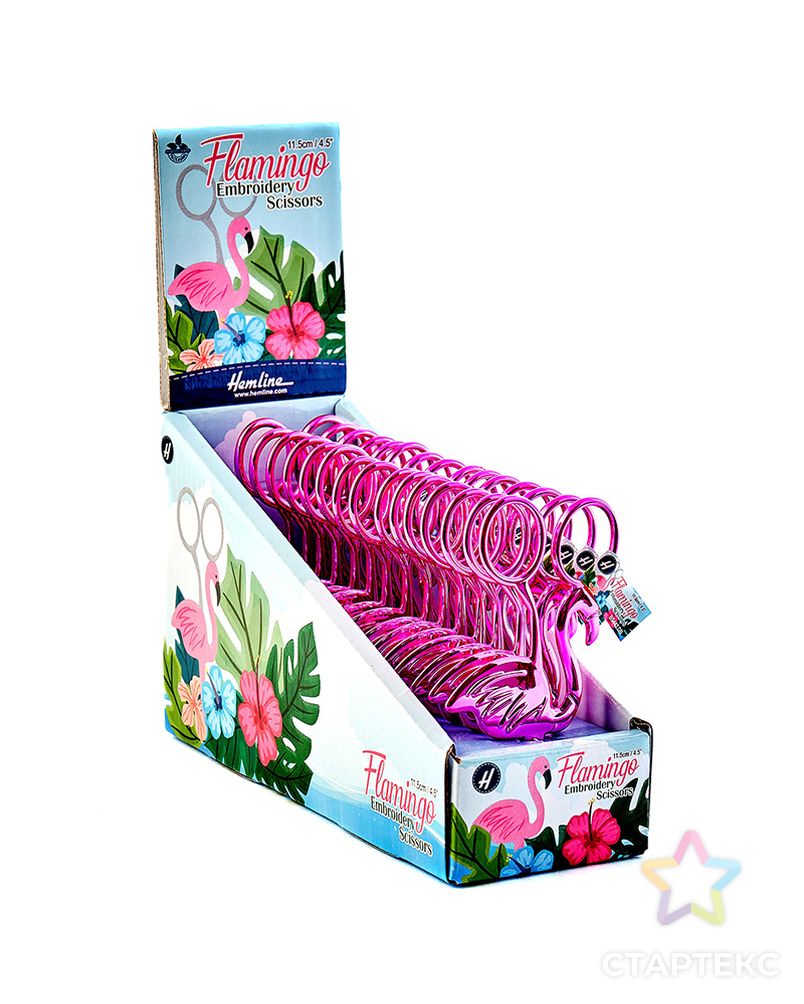 Ножницы для вышивания "Фламинго", 11,5 см, набор 15 шт в картонном цветном дисплее арт. ГЕЛ-18767-1-ГЕЛ0161377 1