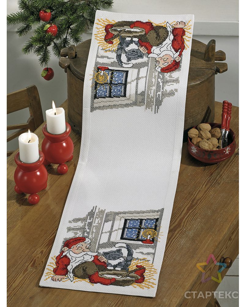 Набор для вышивания дорожки "Санта с кошкой" арт. ГЕЛ-21071-1-ГЕЛ0108839 1