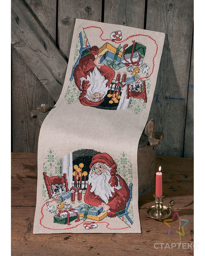 Набор для вышивания дорожки "Санта Клаус и кот" арт. ГЕЛ-22371-1-ГЕЛ0162628 1