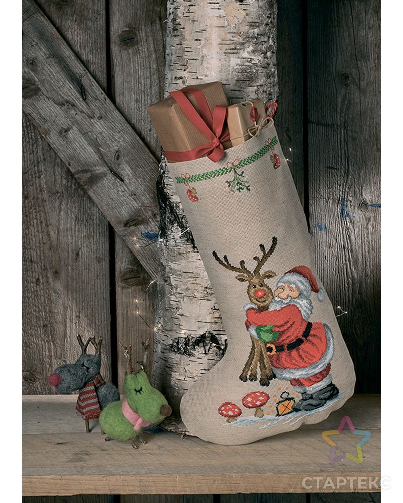 Набор для вышивания сапожка для подарков "Санта и олень" арт. ГЕЛ-24209-1-ГЕЛ0162521 1