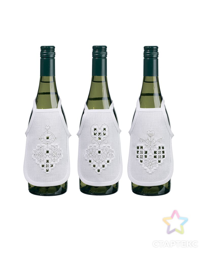 Набор для вышивания фартучков на бутылку в технике харгандер "Белые сердечки" арт. ГЕЛ-24353-1-ГЕЛ0162623 1