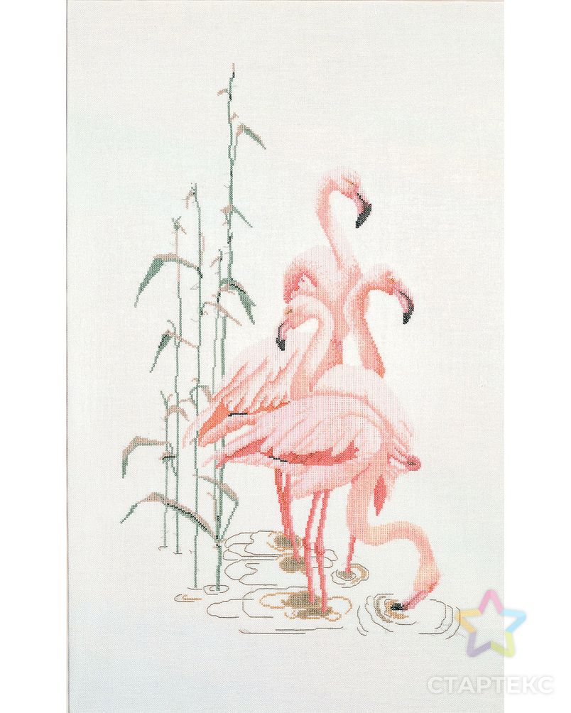 Набор для вышивания "Фламинго", канва лён 32 ct арт. ГЕЛ-24874-1-ГЕЛ0120087 1