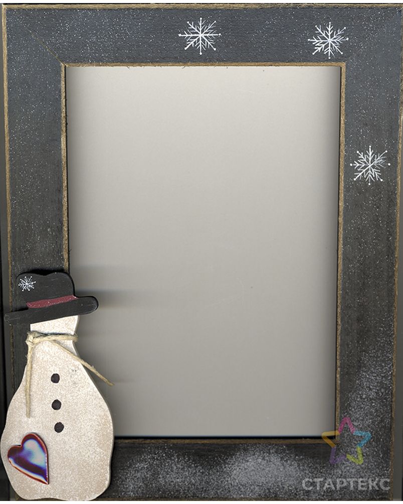 Рамка деревянная "Снеговик" цвет серый матовый с ручной росписью арт. ГЕЛ-30126-1-ГЕЛ0101550 1